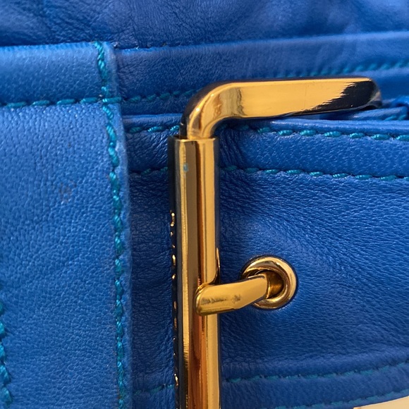 Electric Blue Michael Kors 100% Leather Jacket - Picture 4 of 5